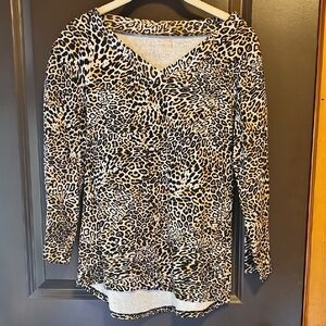Leopard Print V-Neck Women's Top